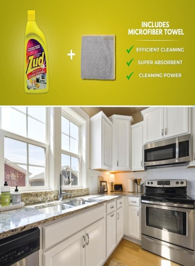 GROVE Zud Multi-Purpose Cream Cleanser 19 oz Bundle with Microfiber Cloth - Powerful Degreaser and Rust Remover for Kitchen, Shower, and Countertops - Tough Stain and Grease Cleaner - (2 Items) - Image 4